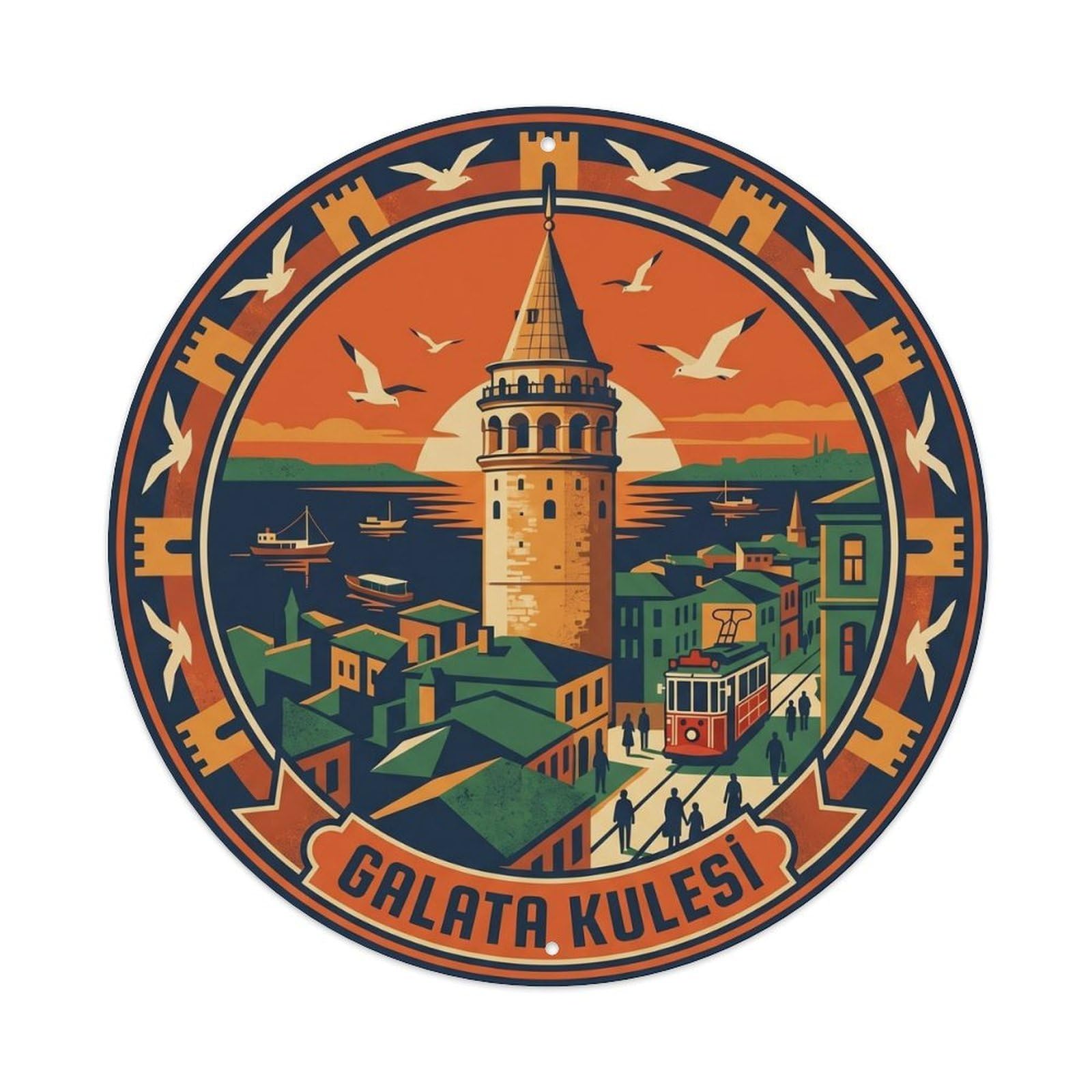 Istanbul Galata Tower Anatolian Retro Graphic Travel Metal Tin Sign