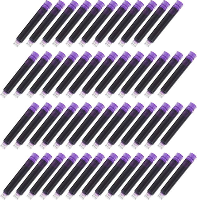 NUOBESTY 50pcs Fountain Pen Ink Cartridges Refill Ink Cartridges Purple