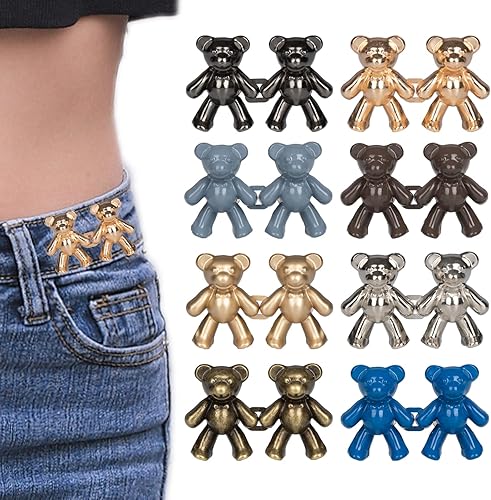 Botones de oso de cintura para jeans, botones de oso sin coser, ajuste de cintura de pantalón, botones de mezclilla ajustables para mujer, falda,