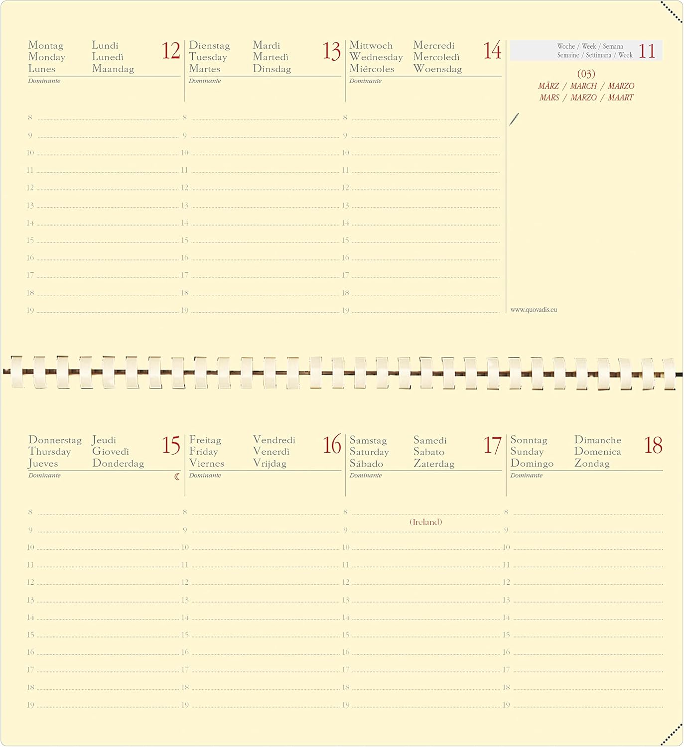 Quo Vadis 422007q Replacement 2018 Agenda Planital Multilingual
