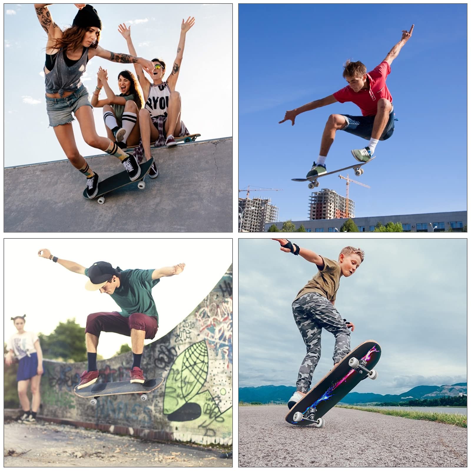 Stoked Ride Shop Skateboard complet – Bois d'érable de fabrication américaine – Planche de qualité professionnelle pour adultes, enfants, filles et garçons – Entièrement assemblé avec de la cire