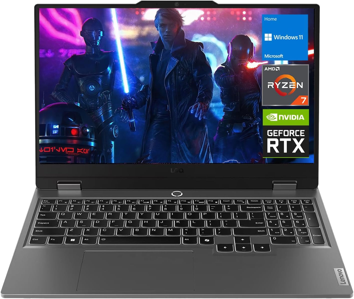 Lenovo LOQ 15 15ARP9 RTX 4060 Gaming Laptop, 15.6" FHD 144Hz, AMD Ryzen 7 7435HS, NVIDIA RTX 4060, 32GB DDR5 RAM, 1TB SSD, Backlit KB, RJ-45, Bundle with PCO Laptop Cooler