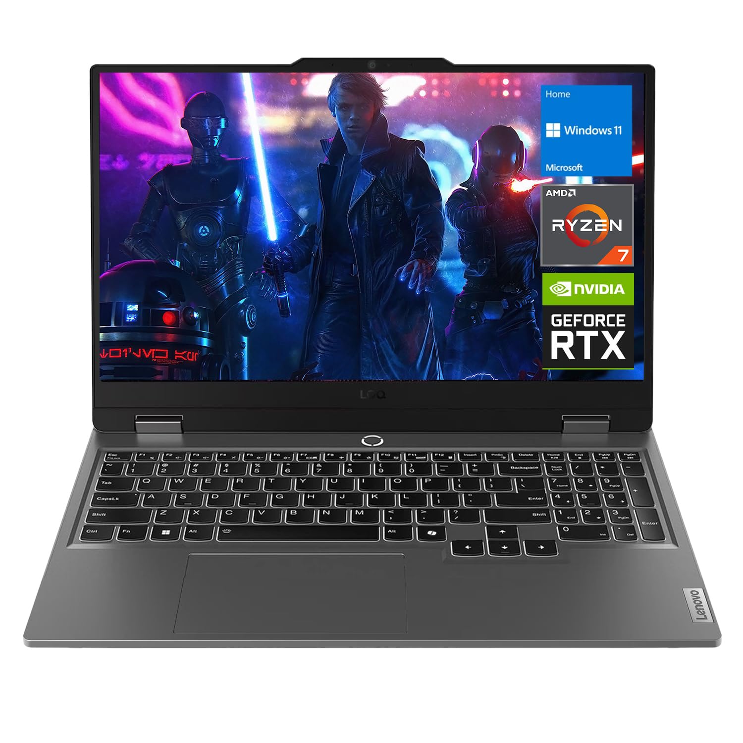 LOQ 15 15ARP9 RTX 4060 Gaming Laptop, 15.6" FHD 144Hz, AMD Ryzen 7 7435HS, NVIDIA RTX 4060, 32GB DDR5 RAM, 1TB SSD, Backlit KB, RJ-45, Bundle with PCO Laptop Cooler