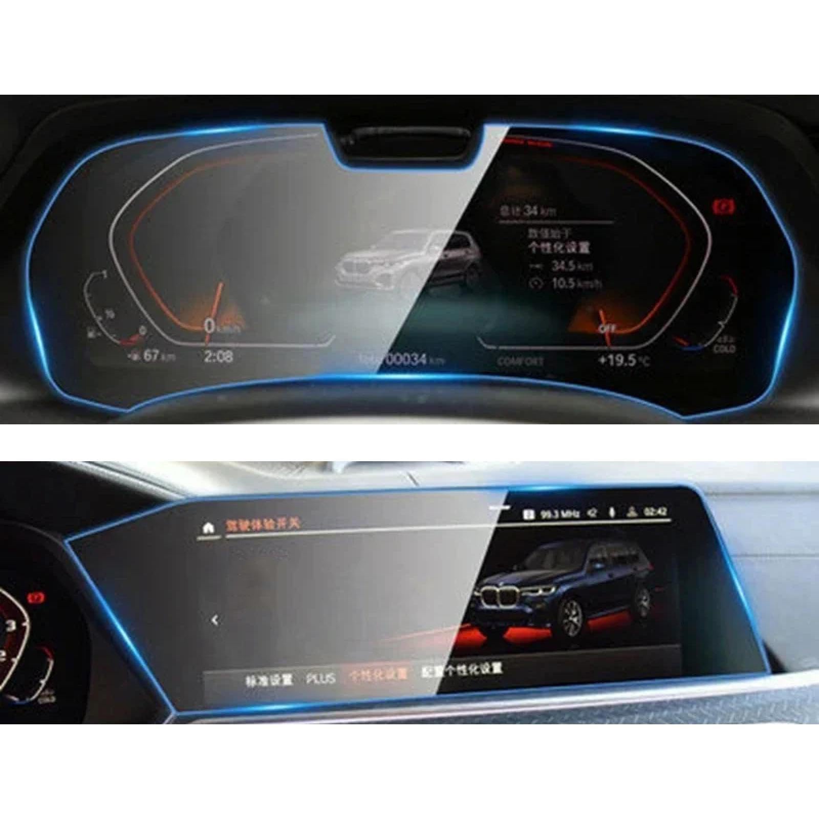 Auto Displayschutzfolie für BMW X5 X6 X7 G05 G06 G07 2019-2022, Navigations- und Armaturenbrett-Bildschirm HD-Hartglas Anti-Kratz-Folie