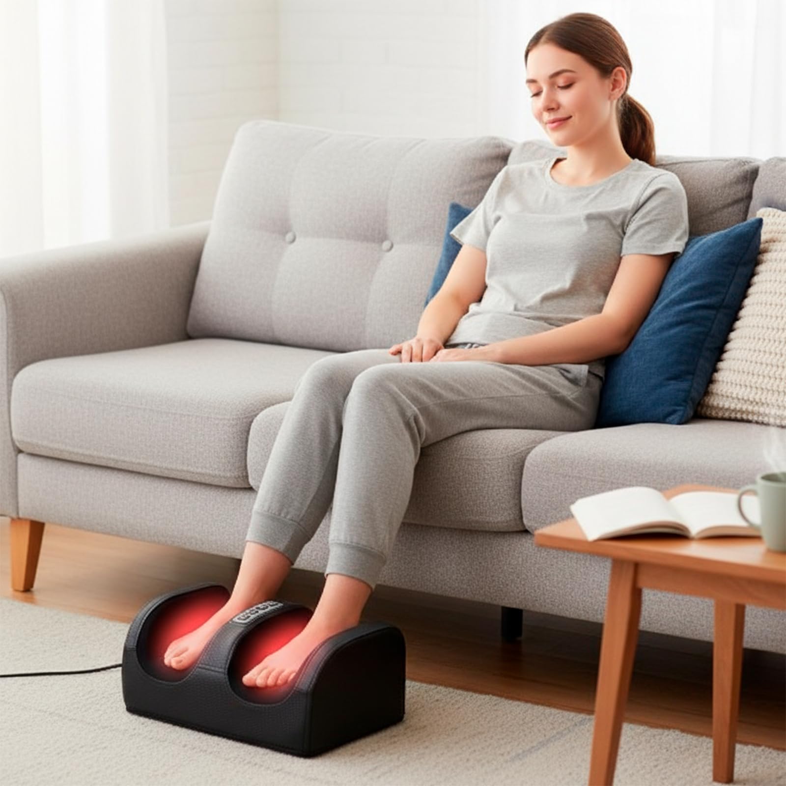 Masajeador de Pies y Piernas Shiatsu con Calor, Masajeador de Piernas, Masaje de Tejido Profundo, Rodillos de Masaje, Mejora la Circulación, Regalo para Mamá, Papá y Amigos