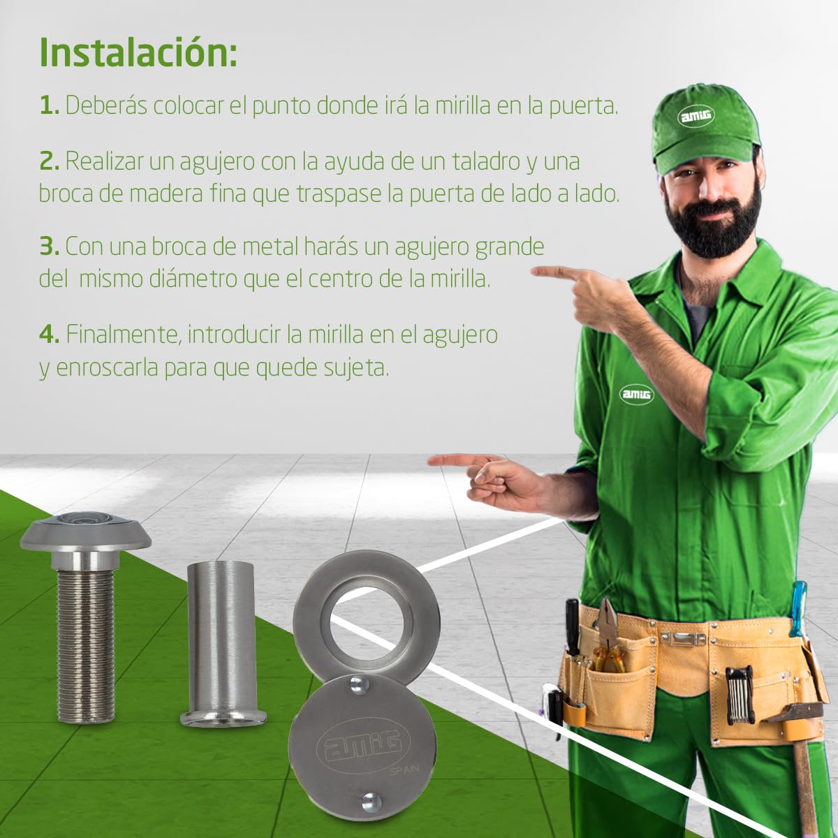 Mirilla Para Puerta - Acero Inoxidable Mod. DV-2010 | Herrajes