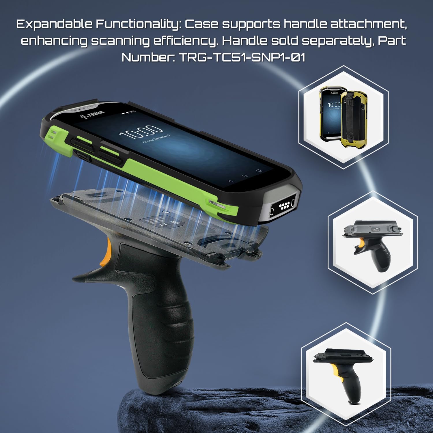 TC51 TC52 TC56 TC57 TC510K Case with Hand Strap - Protective & Ergonomic for Zebra Handheld Barcode Scanners SG-TC5X-EXO1-01 SG-TC5X-EXONHS-01 (Green) - Image 5