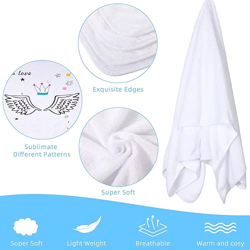 Miniatura 3 de Macarrie Manta de sublimación de 2 piezas, manta de sublimación para bebé, manta en blanco para recién nacido, manta de envoltura mullida para bebé,