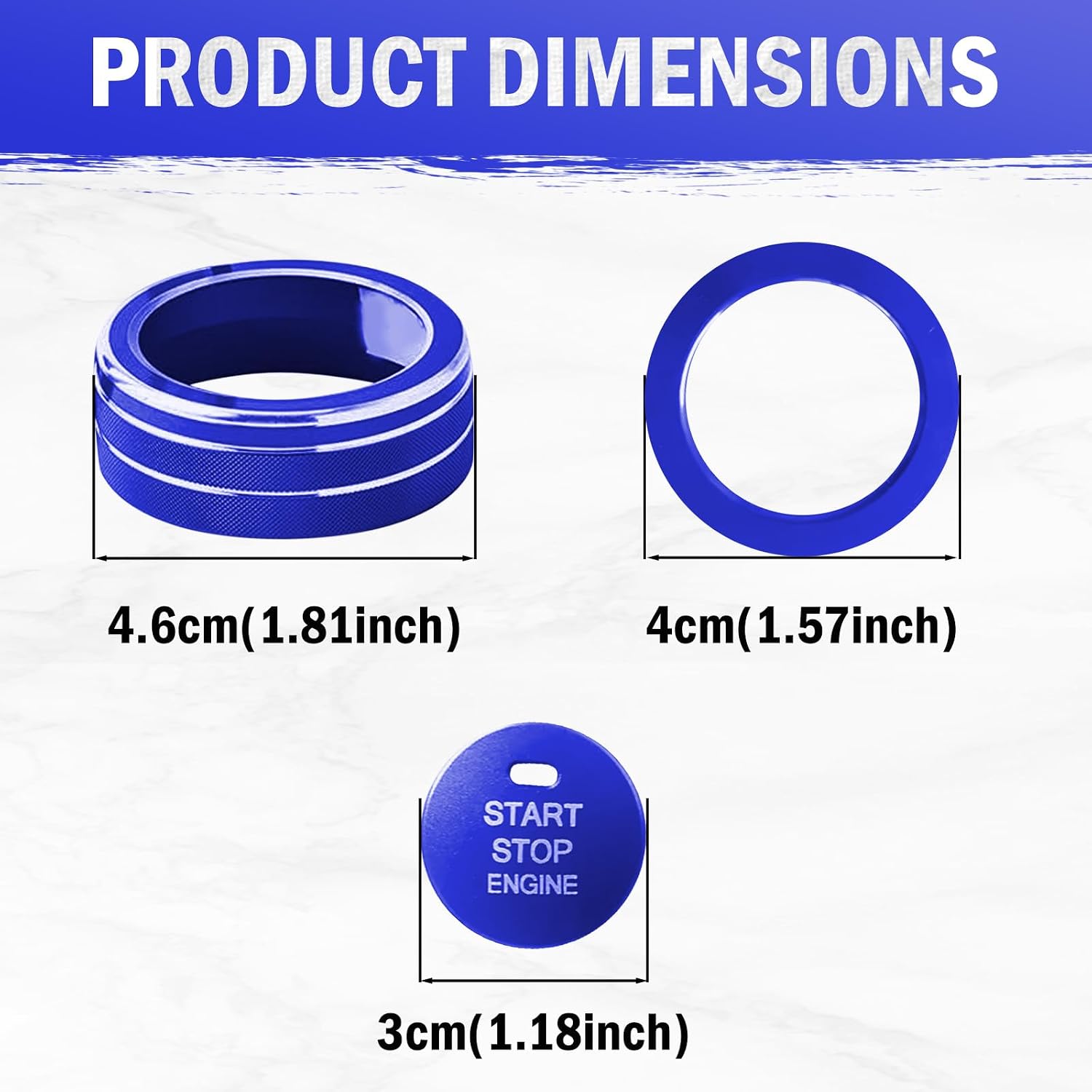 Air Conditioner Switch Knob Cover, Start Stop Engine Button Cover Ring, Car Interior Decor Compatible with Toyota RAV4 LE XLE Premium Limited Adventure TRD Hybrid XSE 2019-2025, 4pcs (Blue)