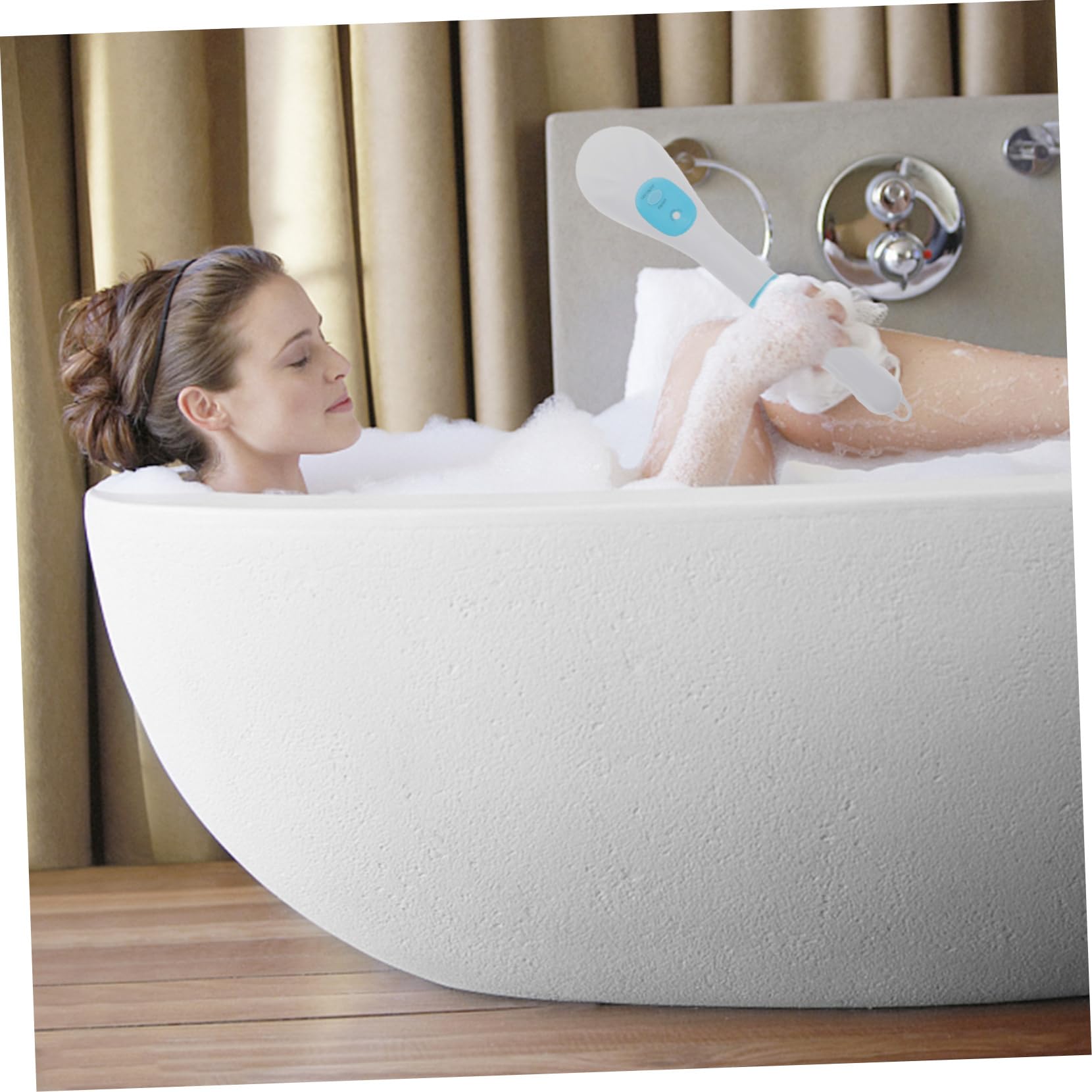 Healeved Badebürste Körperreinigung Langem 360-grad und Elektrische Griff mit Wohltuenden Sanften Drehung Abs Material für Wohltuende Rückenmassage Beim Baden