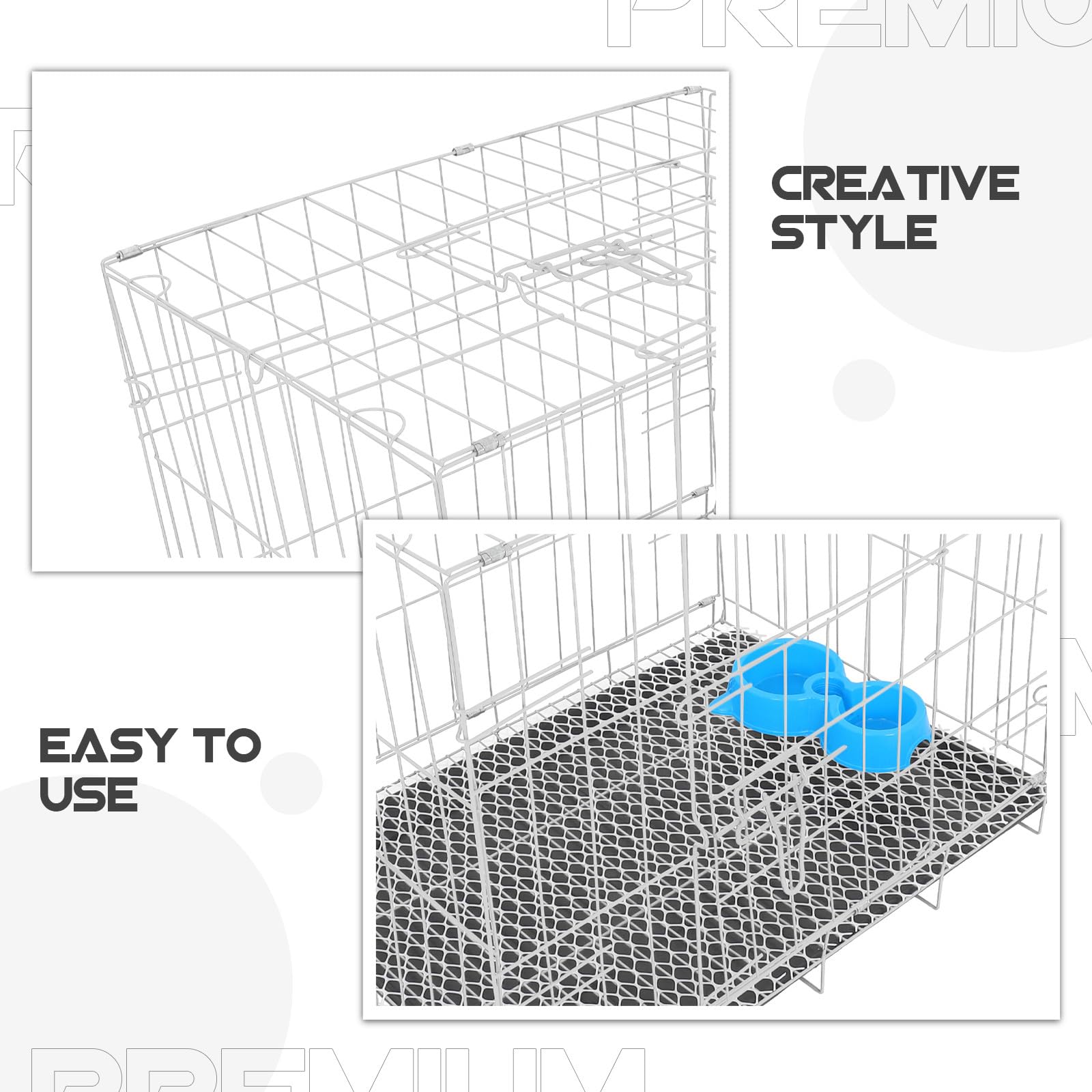 Cage pour Chien Petite Taille 50 x 40 x 35,5 cm - Cage à Une Porte avec Plateau Anti-fuites et gamelle - Pliable en Fil de Fer pour l'intérieur, l'extérieur et Les Voyages -
