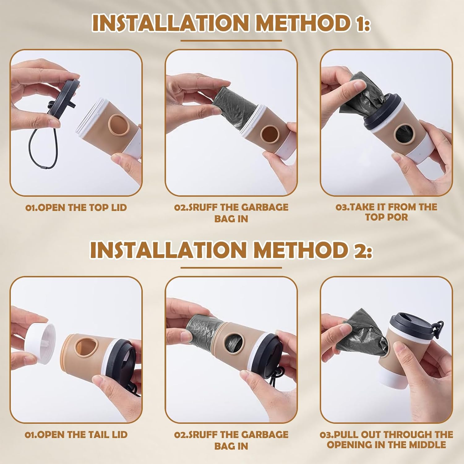 Dog Poop Bags, 2 Pieces Dispenser for Dog Poop Bags, Practical Accessory for Walking Cats, Portable Plastic Bag Holder for Pets, Cats (Multicolor) 6