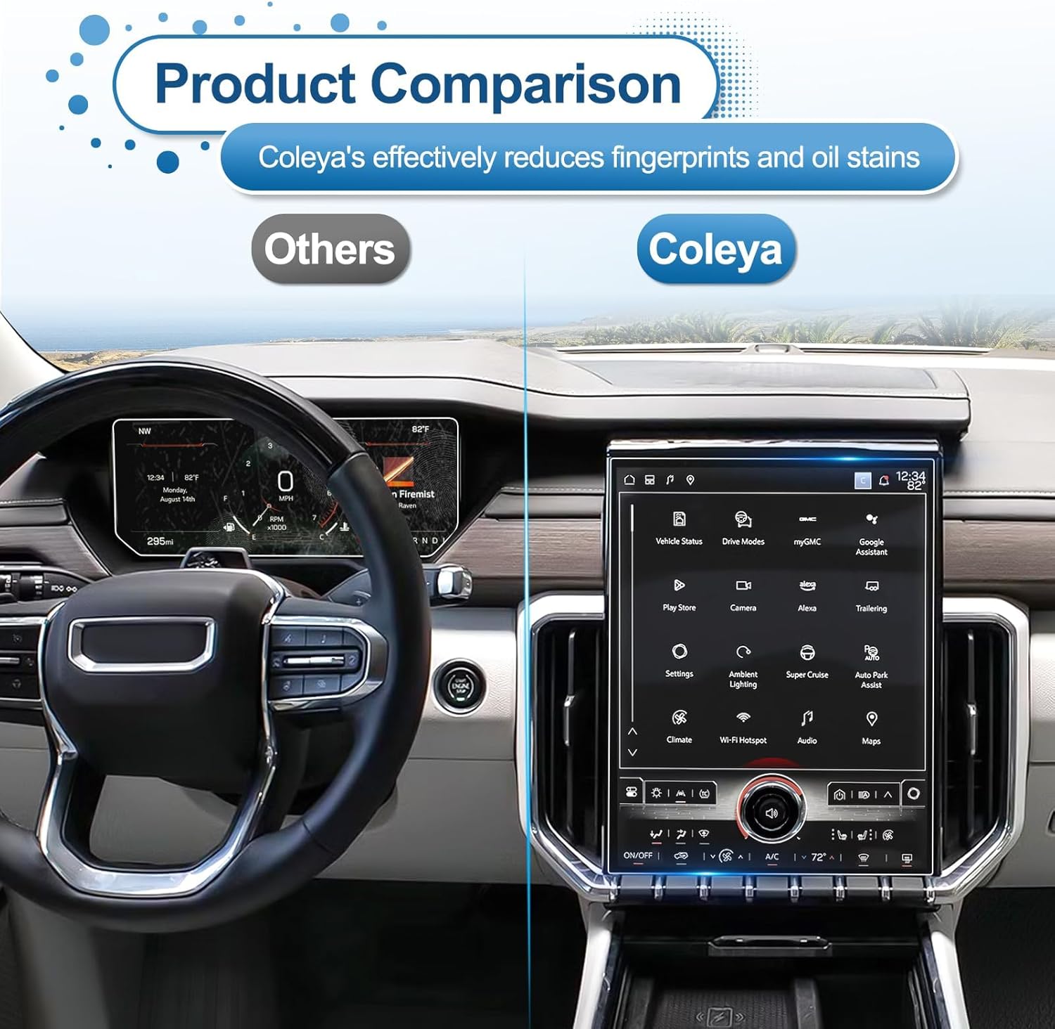 2024 2025 2026 Acadia Screen Protector for GMC Acadia (15Inch Navi+11Inch Dash) (for Trims Elevation/AT4/Denali), 9H Tempered Glass 2026 2025 Acadia Accessories HD Transparent 15"&11"