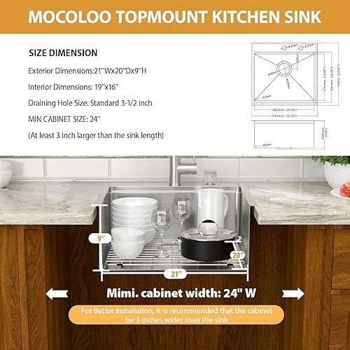 Miniatura 5 de Mocoloo Fregadero de barra desplegable 21x20x9