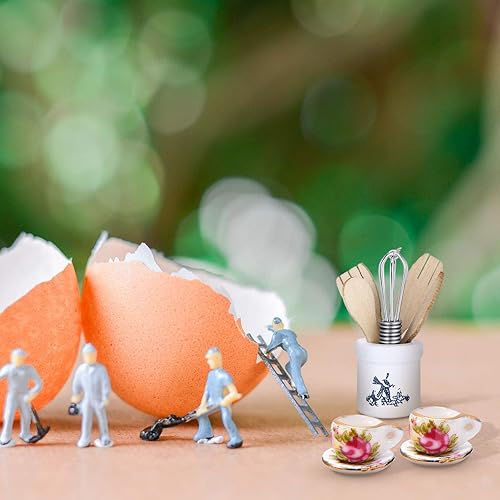 Miniatura 6 de 37 piezas a escala 112, accesorios de cocina en miniatura para casa de muñecas, incluye 16 mini platos para muñecas, cuchillo, cuchara tenedor, 6