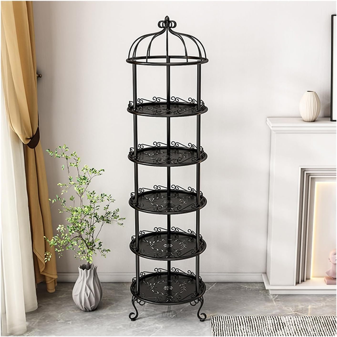 Shelves, 4/5/6 Tier Storage Racks, Multifunctional Home Bedroom Living Room Organizer, Handbag Shoe Book Ornaments Shelf, Clothing Store Window Retail Display Stand ( Color : White , Size : 45x196CM/1