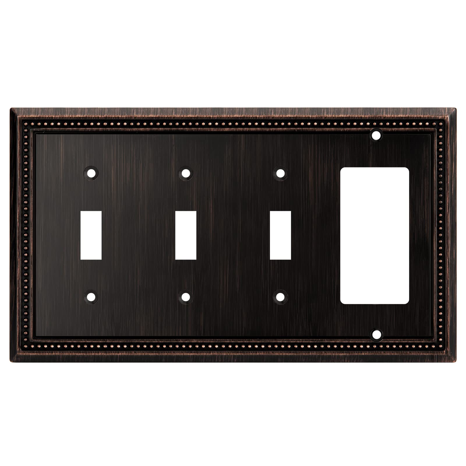 Henne Bery Sunken Pearls Heavy Duty Decorative Wall Plate Switch Plate Outlet Cover (Triple Toggle/Single Decorator, Aged Bronze)