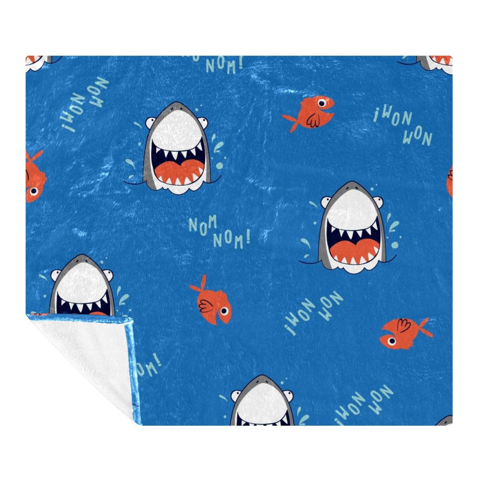Couverture requin 150x130 cm en polaire microfibre légère pour lit et canapé