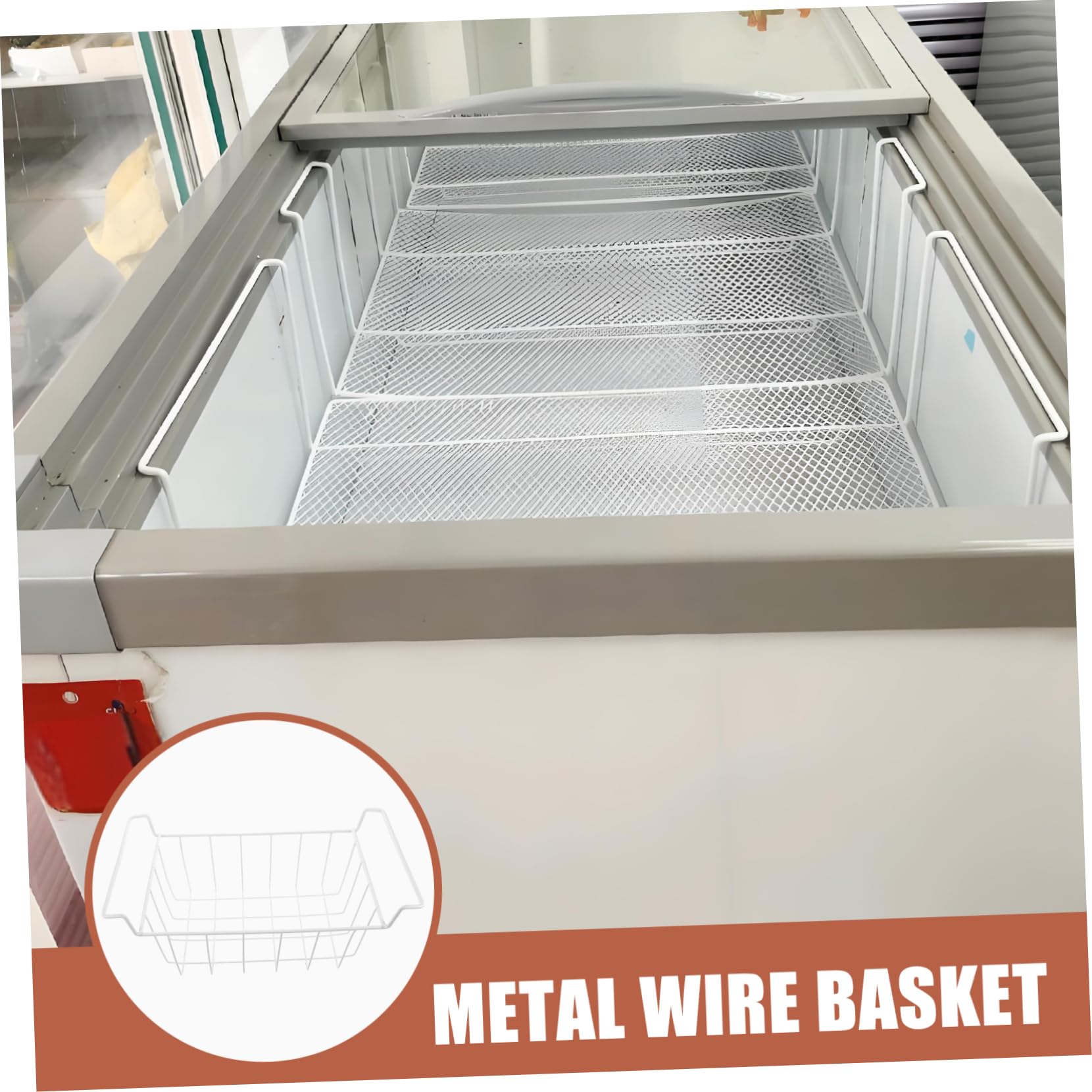 Cesta de alambre para congelador, estante de despensa apilable de metal para congelador y refrigerador
