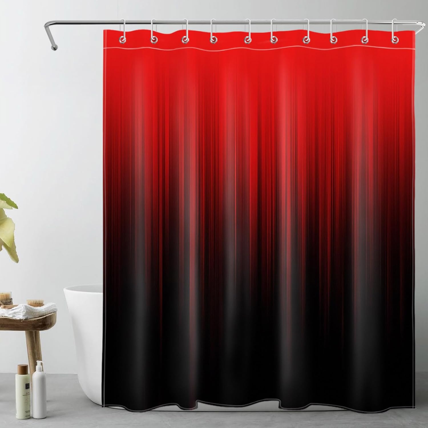 LB Black and Purple Ombre Shower Curtain Sets with Rugs Vintage Gothic Ombre Striped Fabric Shower Curtain with Hooks Modern Abstract Bathroom Curtains Shower Set, 70x70 inches