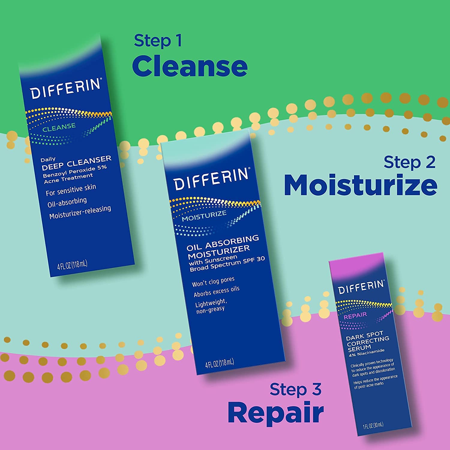 Differin Acne Face Wash with 5% Benzoyl Peroxide, Daily Deep Cleanser by the makers of Differin Gel, Gentle Skin Care for Acne Prone Sensitive Skin, 4 oz (Packaging May Vary) (Pack of 2)