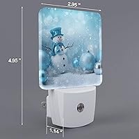 Vista 2 de Juego de 2 luces nocturnas de muñeco de nieve de Navidad, con sensor automático azul, luces nocturnas LED del atardecer al amanecer, lámpara