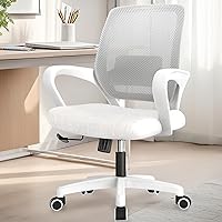 NEOCHAIR M28 Ergonomic Mesh Office Chair with Lumbar Support, Adjustable Height & Swivel - Breathable Mid-Back Task Chair for Home Office (Ivory)