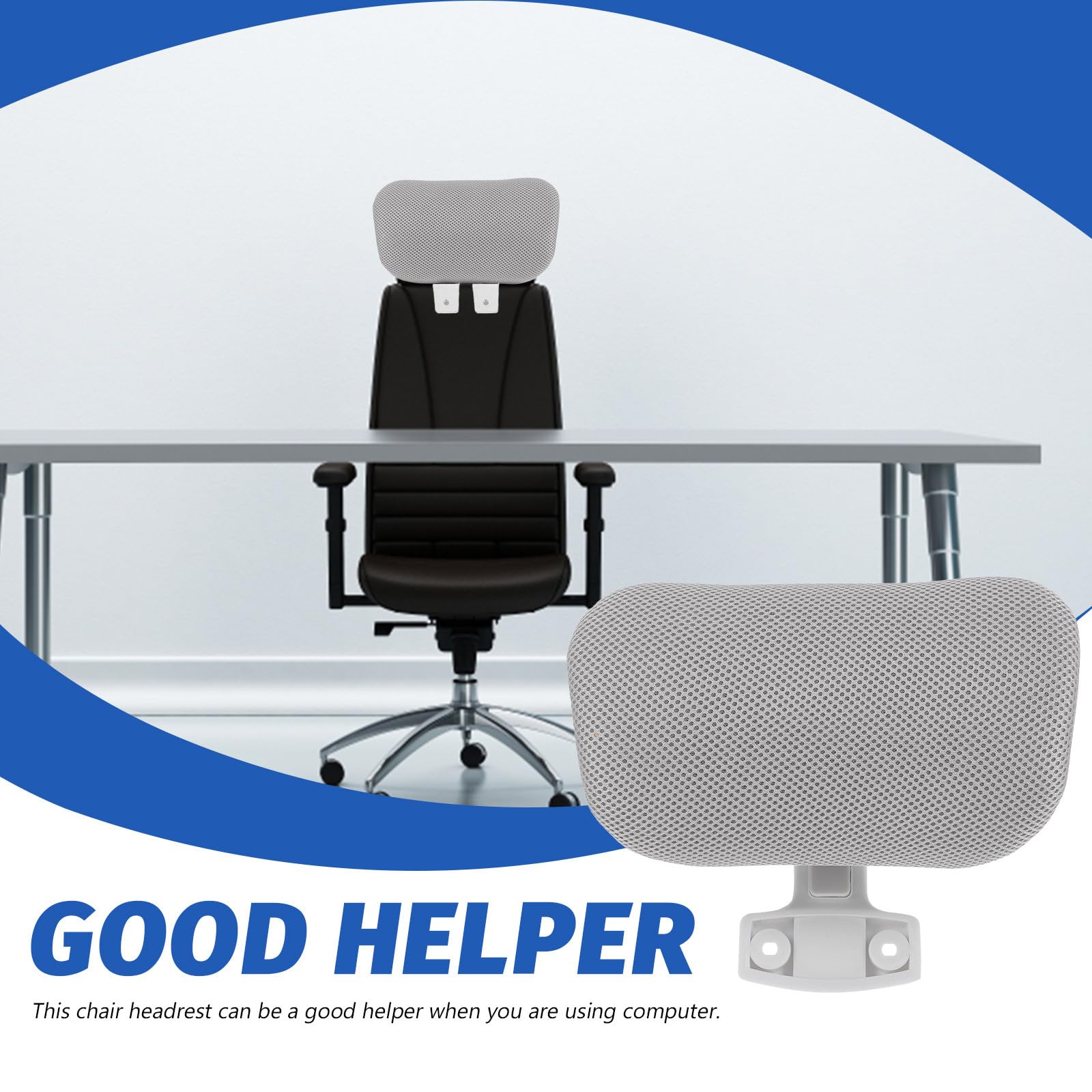 1set Cuscino Poggiatesta Sedia Ufficio Ergonomico Regolabile Supporto Cervicale Traspirante e Staccabile per Poltrona da Lavoro Computer