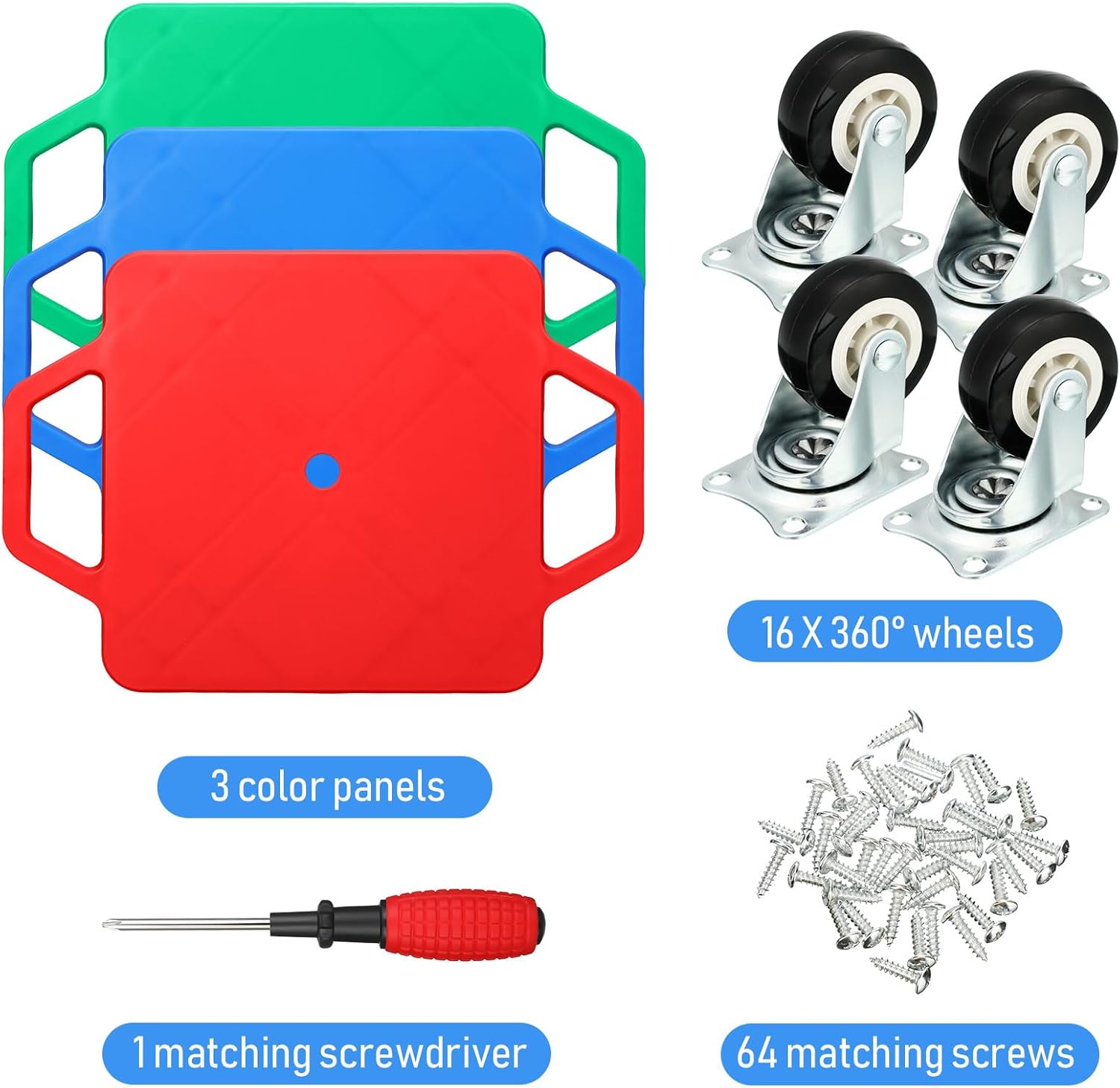 Jerify 3 Pieces Sports Scooter Board Bulk with Handles Gym Floor Scooter for Kids Children Plastic Roller Floor Sitting Board Indoor Outdoor Activities Play Equipment, 11 x 11 inch image 5 of 6 B0FCYB1MCB