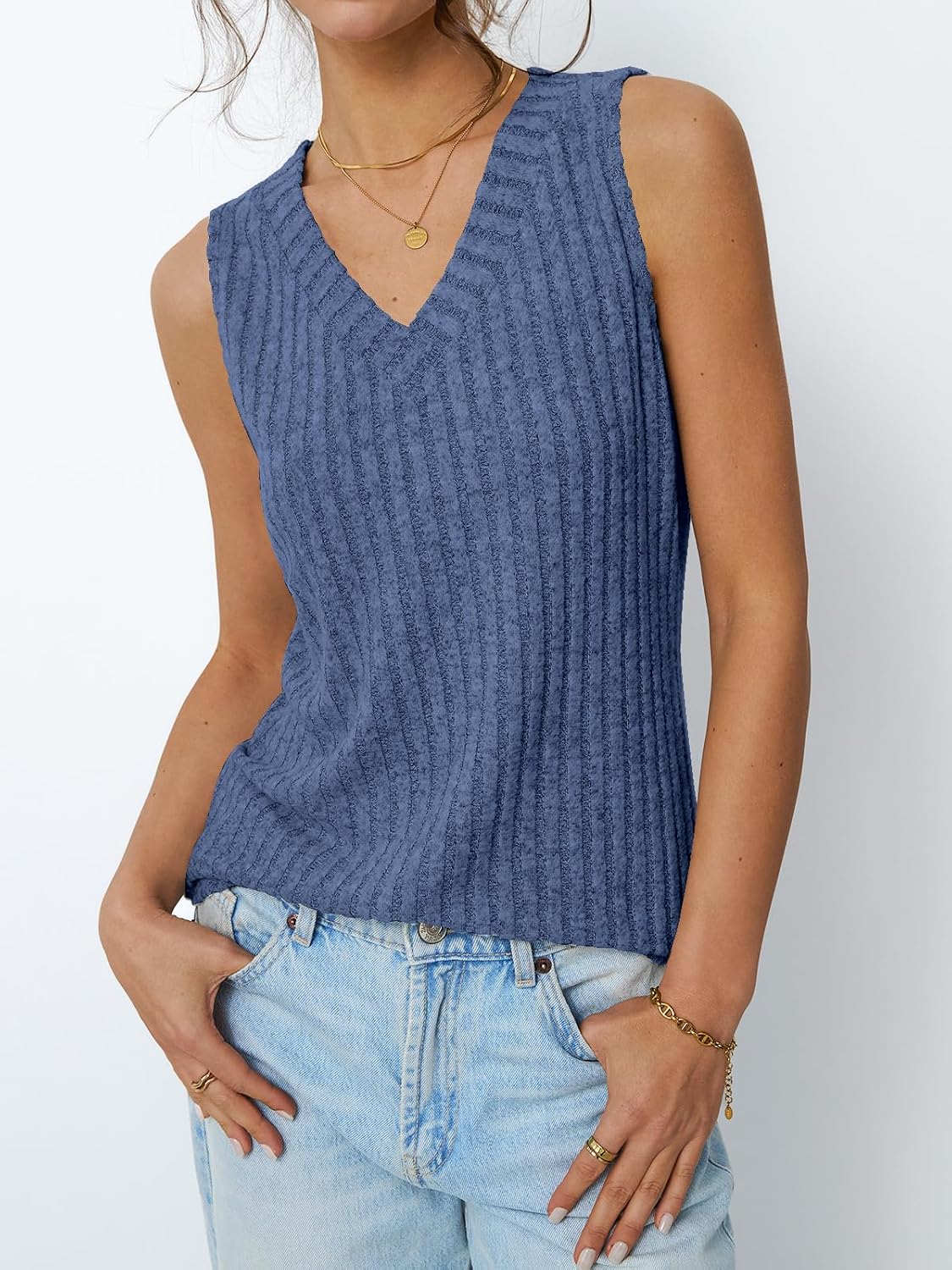 Womens Tank Tops Summer Sleeveless Shirts Spring 2026 V Neck Loose Fit Casual Clothes Trendy Fashion Outfits image 2