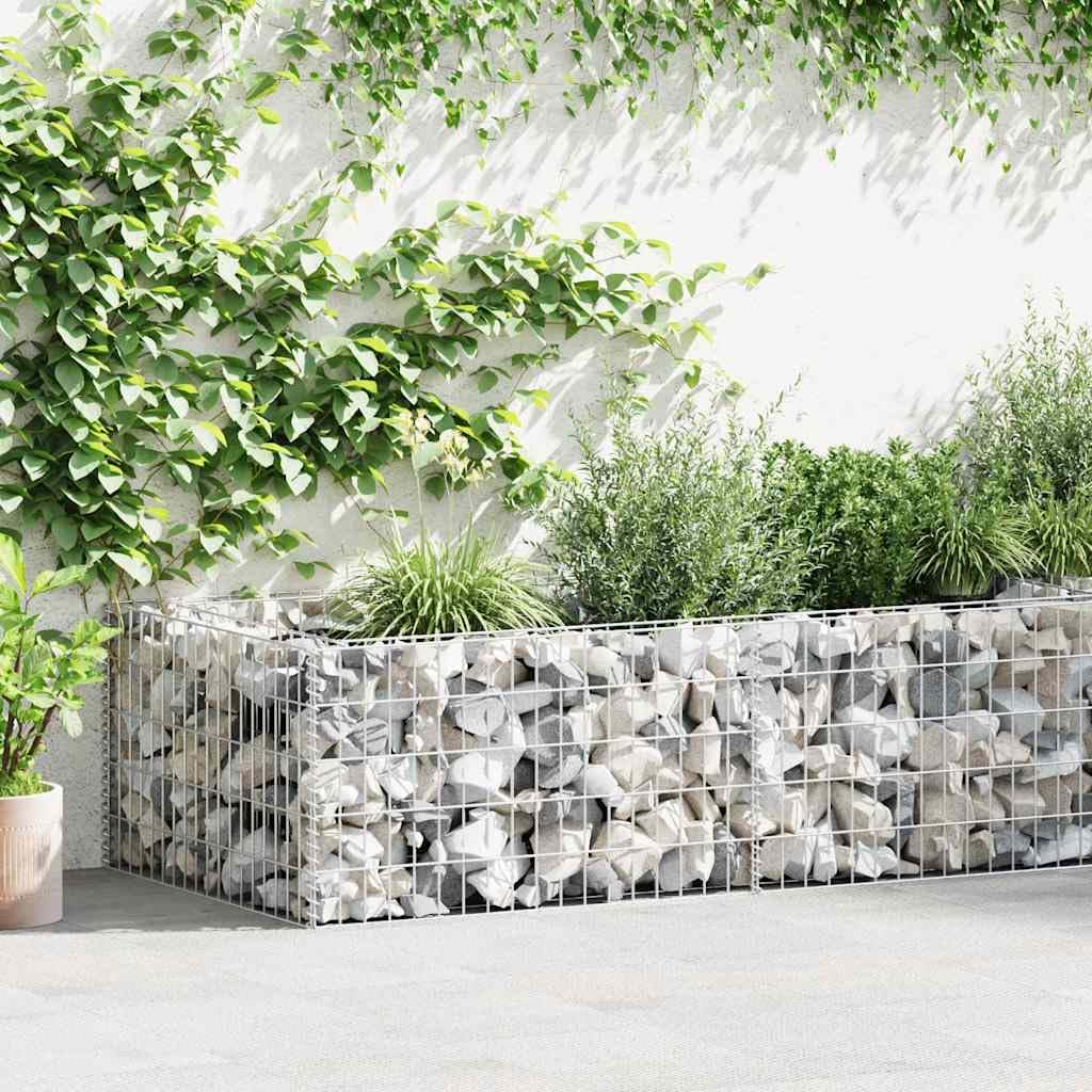 Pflanzkübel Steinkorb 180×90×50 cm verzinkter Stahl Gartenzaun Zaunelement Sichtschutz Maschendraht Doppelstabmatte für Terrasse Balkon Vorgarten und Grundstück