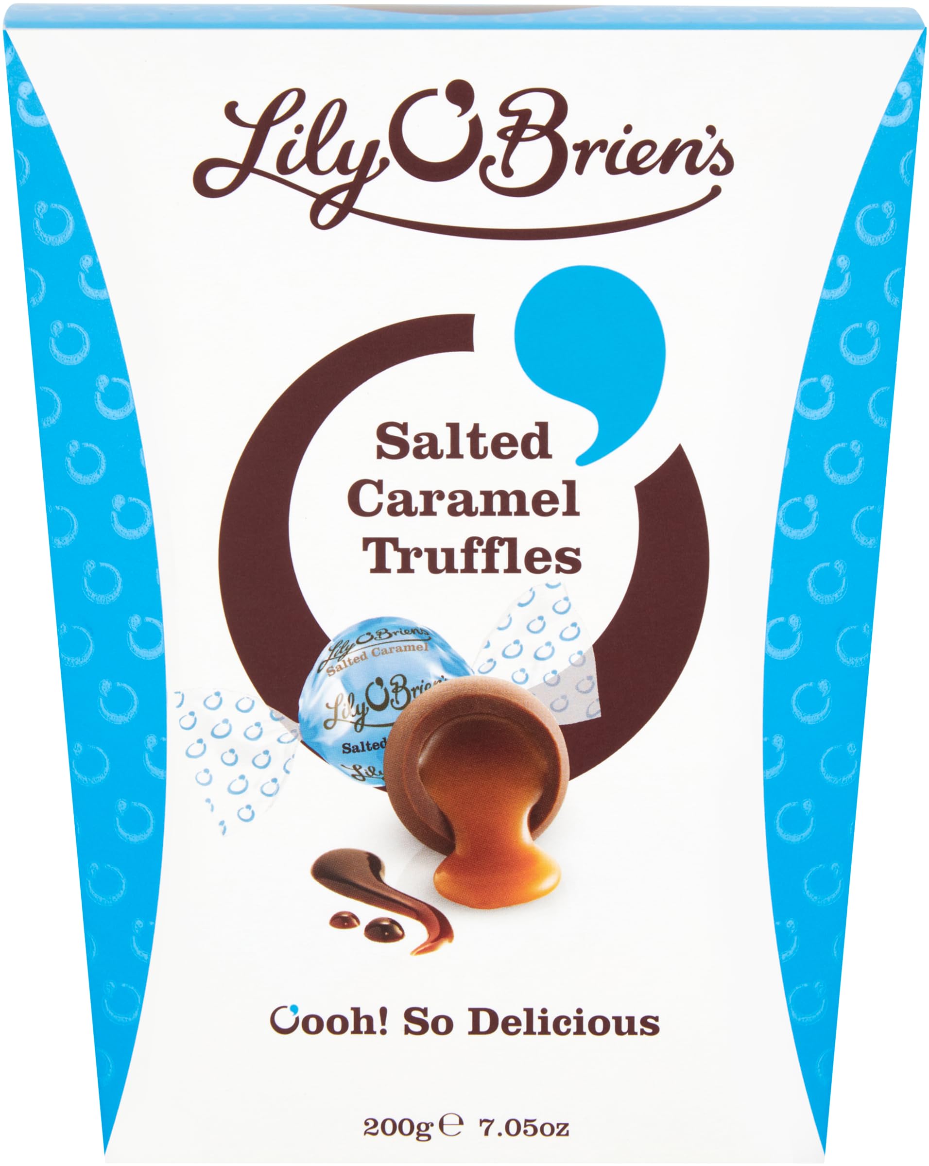Lily O'Brien's Salted Caramel Chocolate Truffles 200g - Thick milk chocolate shell that gives way to a luxuriously smooth, flavourful centre - Share, Gift or a treat. Birthday, Thank you, Christmas.