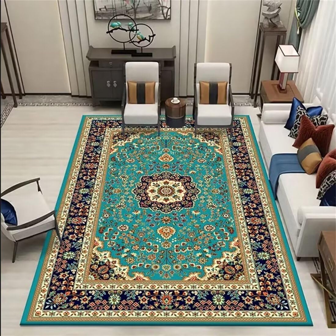Tapis de cuisine et restaurant bleu lavable et sécurisé