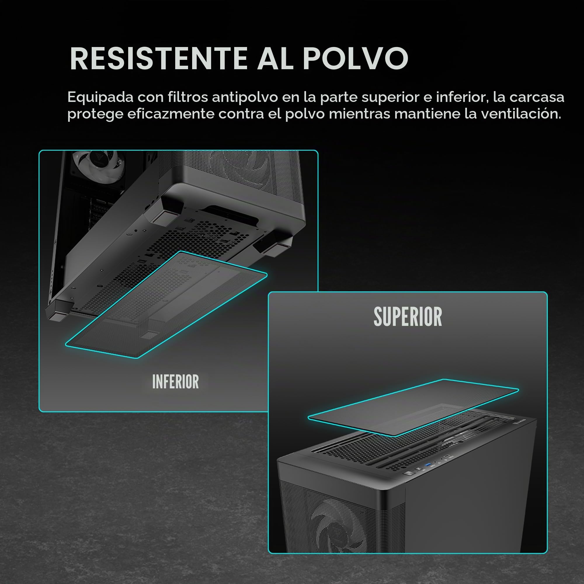 GAMDIAS Athena M3 ATX Mid Tower - Carcasa de PC de Torre Media, Ventilador ARGB PWM de 4 x 120 mm con concentrador, Malla de Flujo de Aire Frontal, Panel Lateral de Vidrio Templado sin Herramientas,