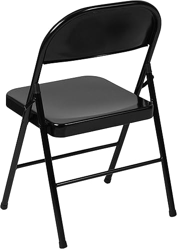 Miniatura 12 de Flash Furniture HERCULES Series - Silla plegable de metal negro con soporte doble, 2 unidades