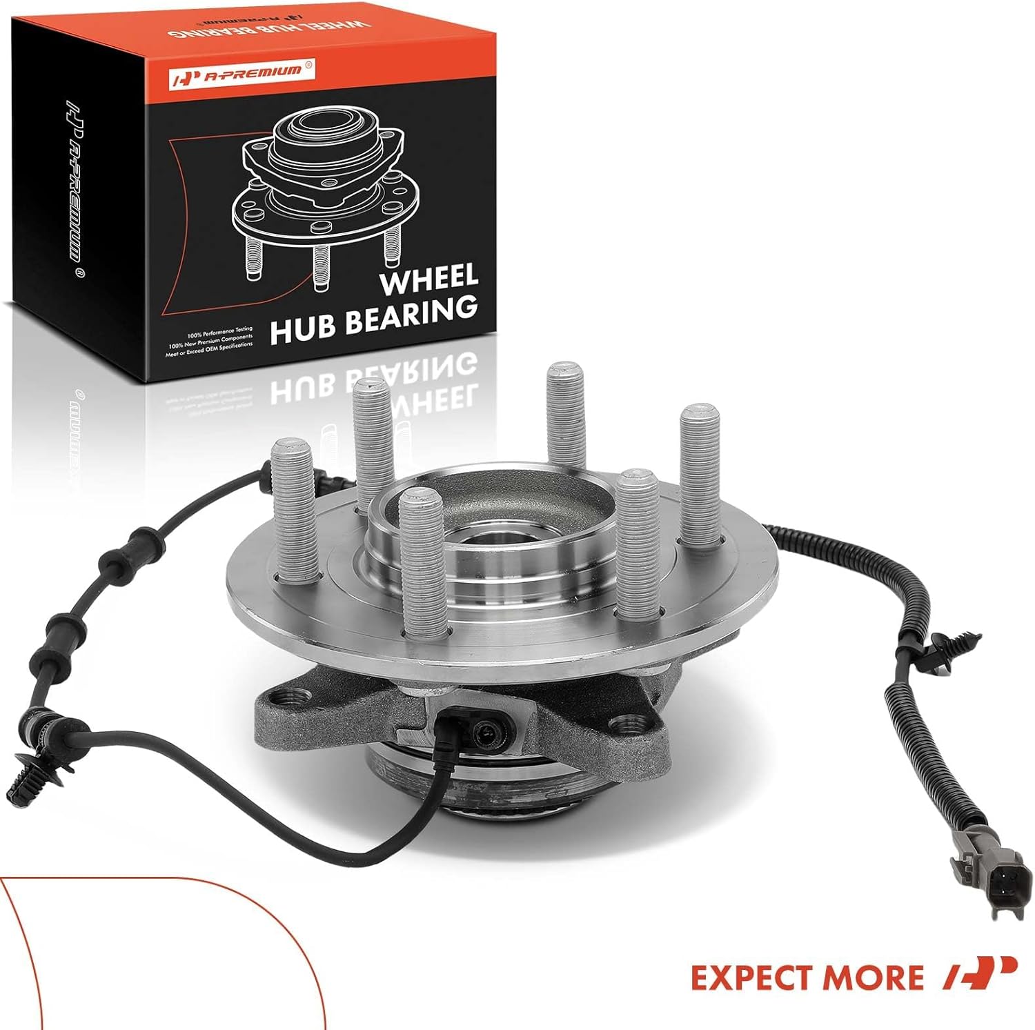 A-Premium Front Wheel Bearing and Hub Assembly with ABS Ring & ABS & 6-Lug Compatible with Ford F-150 F150 2021 2022 2023 2024, 4WD