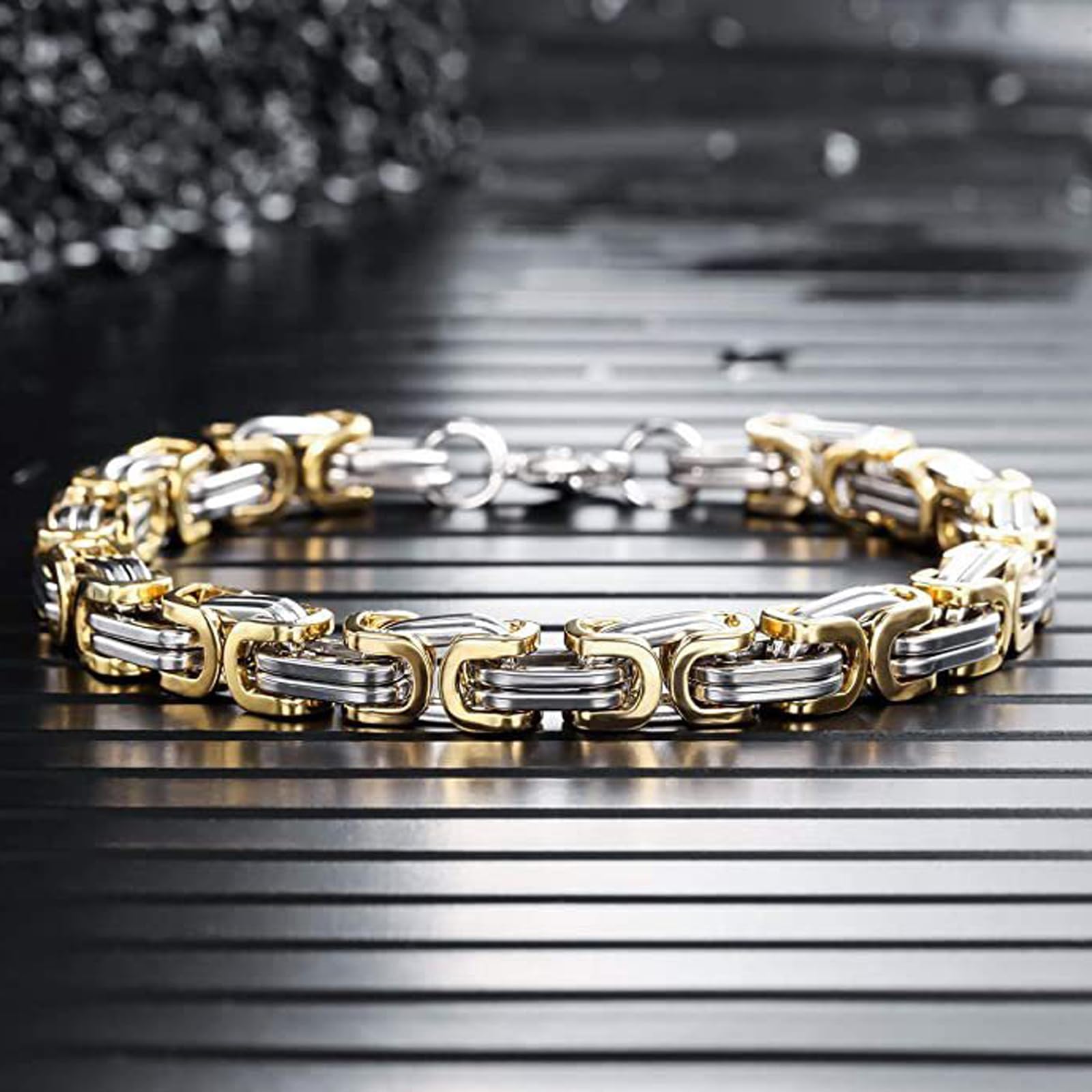 Caimeytie Collier et bracelet pour homme, pendentif lion, bracelet à chaîne, style rétro, bijoux en acier inoxydable, cadeau pour homme