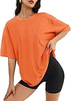 ATHMILE Women's Oversized T-Shirts Loose Fit Crewneck Short Sleeve Summer Casual Y2K Blouse Basic Tee Beach Gym