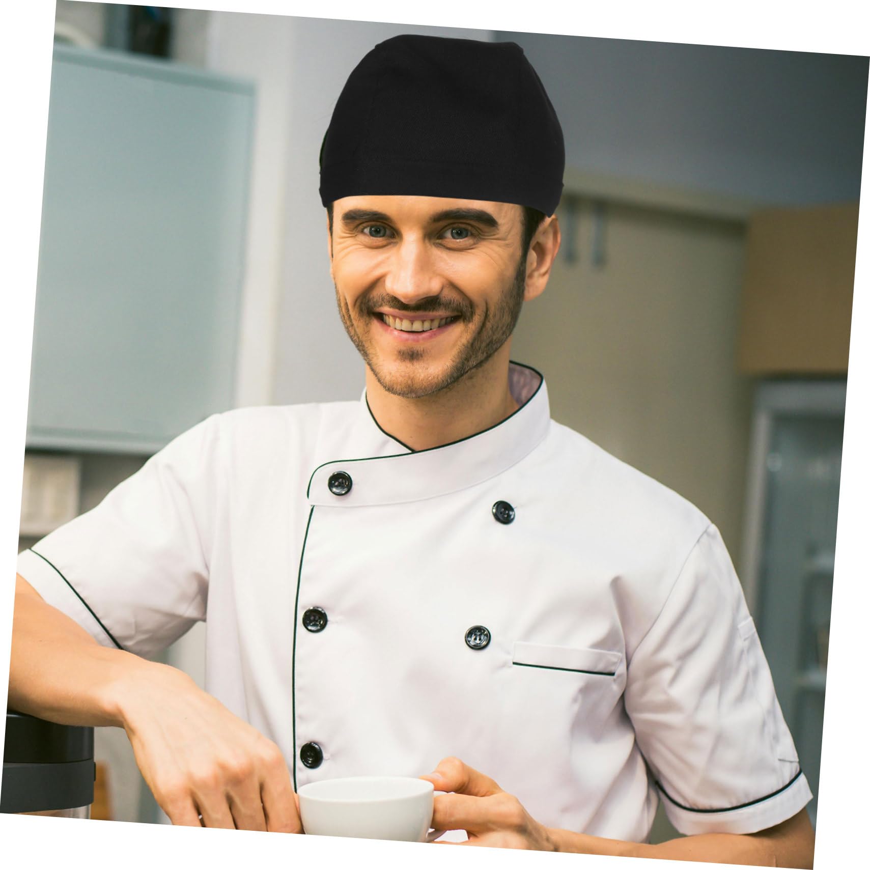 SOLUSTRE 6pezzi Cappelli da Cucina per Chef, Cappello Cucina Chef in Cotone Nero, Protegge Dall'olio, per Pub e Sala da Pranzo, Funny Hat