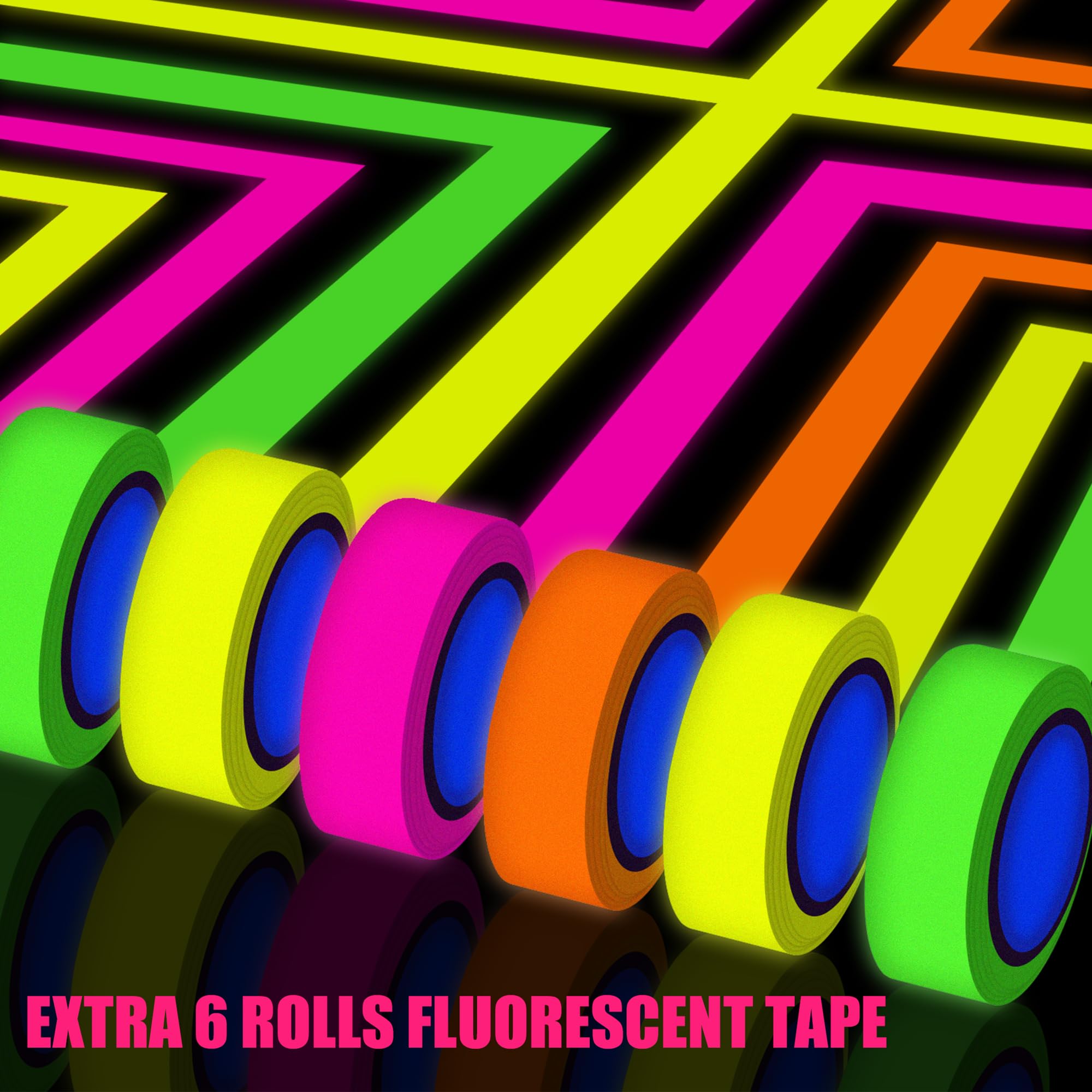 LED Black Light with Glow Tapes, 410nm UV Flood Lights with 10ft Cable & Plug, IP66 Waterproof, for Halloween Glow Party, Stage, Aquarium, Body Paint, Fluorescent Poster, 120V: 150W