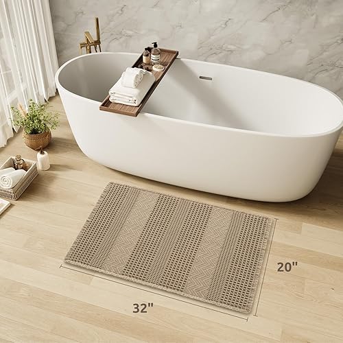 Miniatura 2 de AMOAMI Tapete de baño súper absorbente para baño, tapete de baño bohemio antideslizante, lavable, ultra suave, con borlas, tapete de baño para piso,