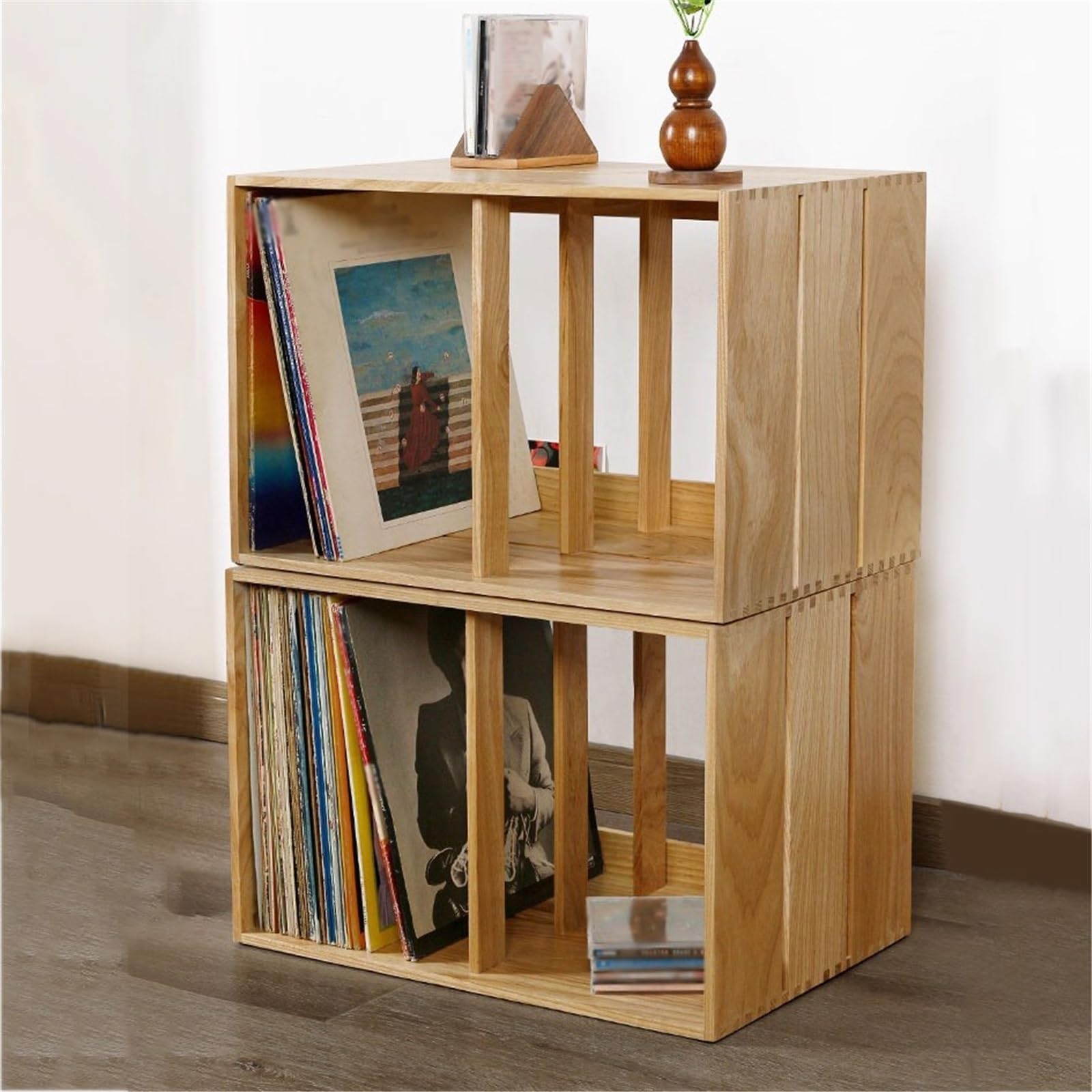 Ufficio Porta dischi in vinile Album CD in legno a pianta aperta Scaffale porta dischi