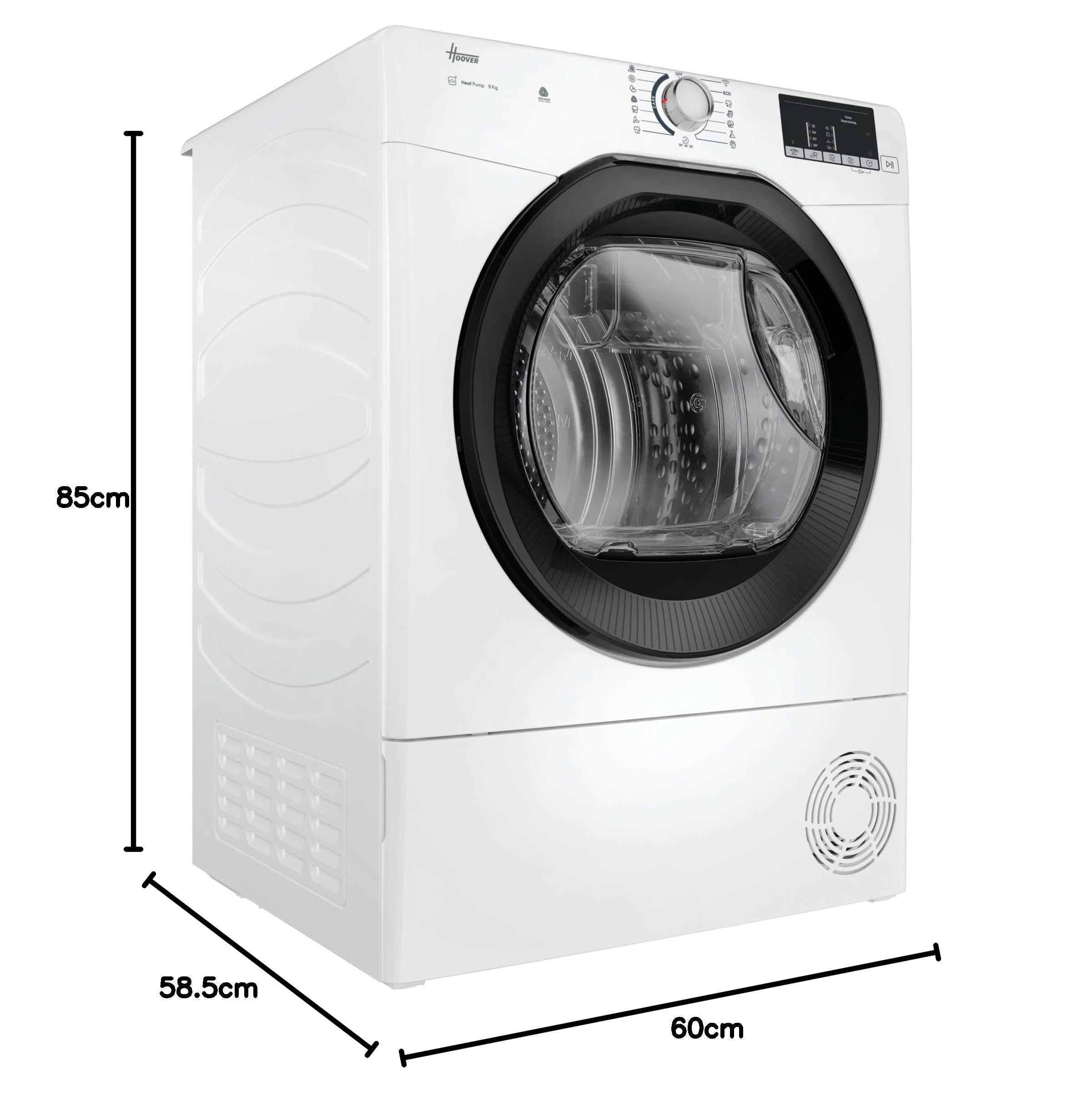 Hoover H-DRY 350 HR EH8N2DBE-S Wäschetrockner, Wärmepumpentrockner, 8kg, hOn App mit WLAN & Bluetooth, 16 Programme, Weiß