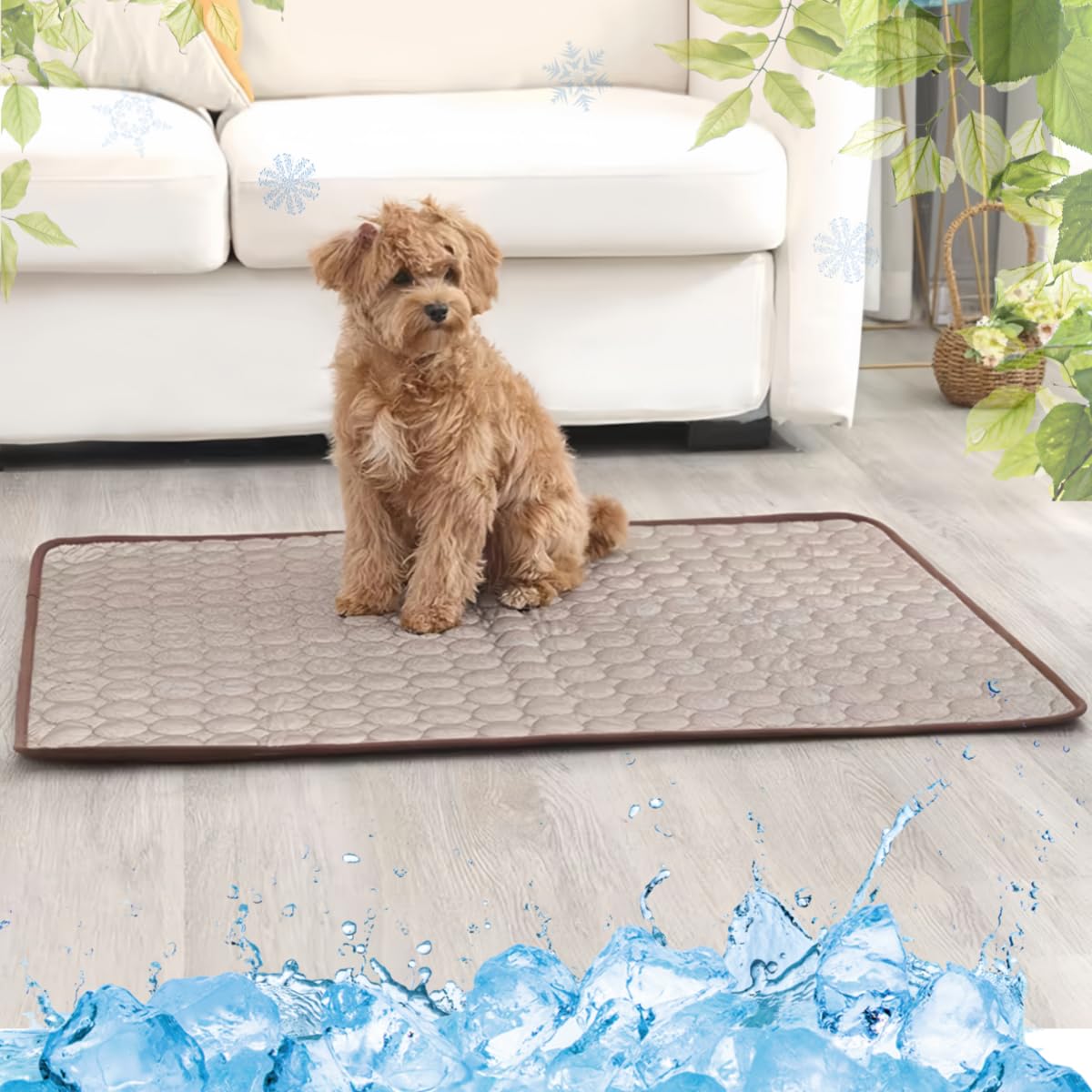 LEZUAN Cooling Mat for Dogs and Cat Heat Relief Pet Cooling Mat for Crates Kennels and Beds - Portable and Washable(Coffee,50x60cm)