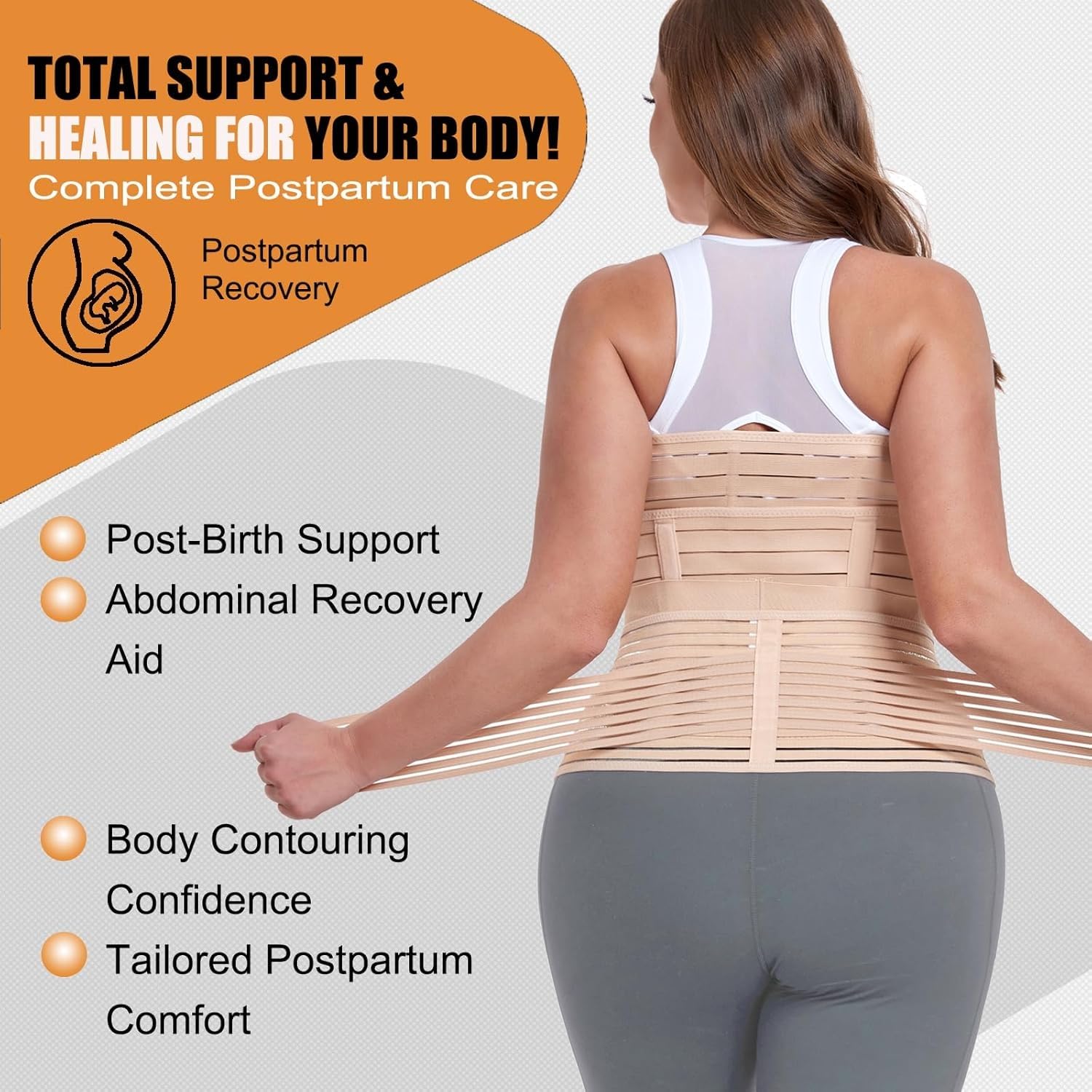 Mommora 3 IN1 Postpartum Belt After Delivery/C -Section Belt Postpartum After Delivery/Maternity Abdominal Belt after Delivery Colour - Beige,One Size - Image 4 thumbnail