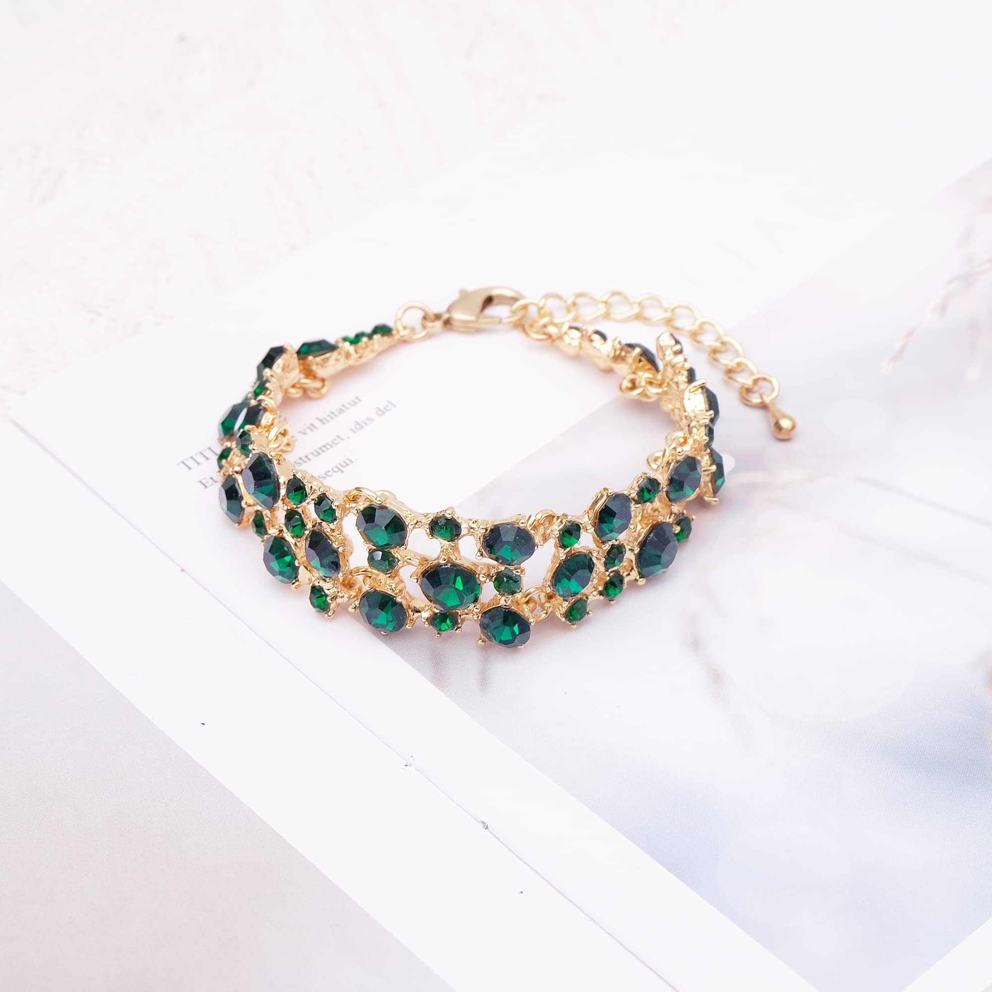 Conjunto de collar y pendientes para mujer, conjunto de pulseras de eslabones para novia, cristal austriaco, boda, disfraz de novia, conjunto de joyas, Metal, cristal Diamantes de imitación