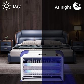 ASPECTEK 20W Indoor Bug Zapper, Powerful UV Bugs Lamp Attract Insects and 2800V Grid Kills Flying Insects, Includes 2 Replacement Insect Killer Lights