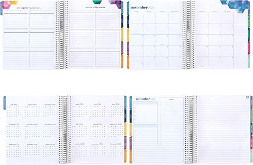 Miniatura 7 de Agenda mensual en espiral de 7 x 9 (enero de 2026 a diciembre de 2026) - Cubierta clásica de ramo, tema hexagonal, bobina de platino