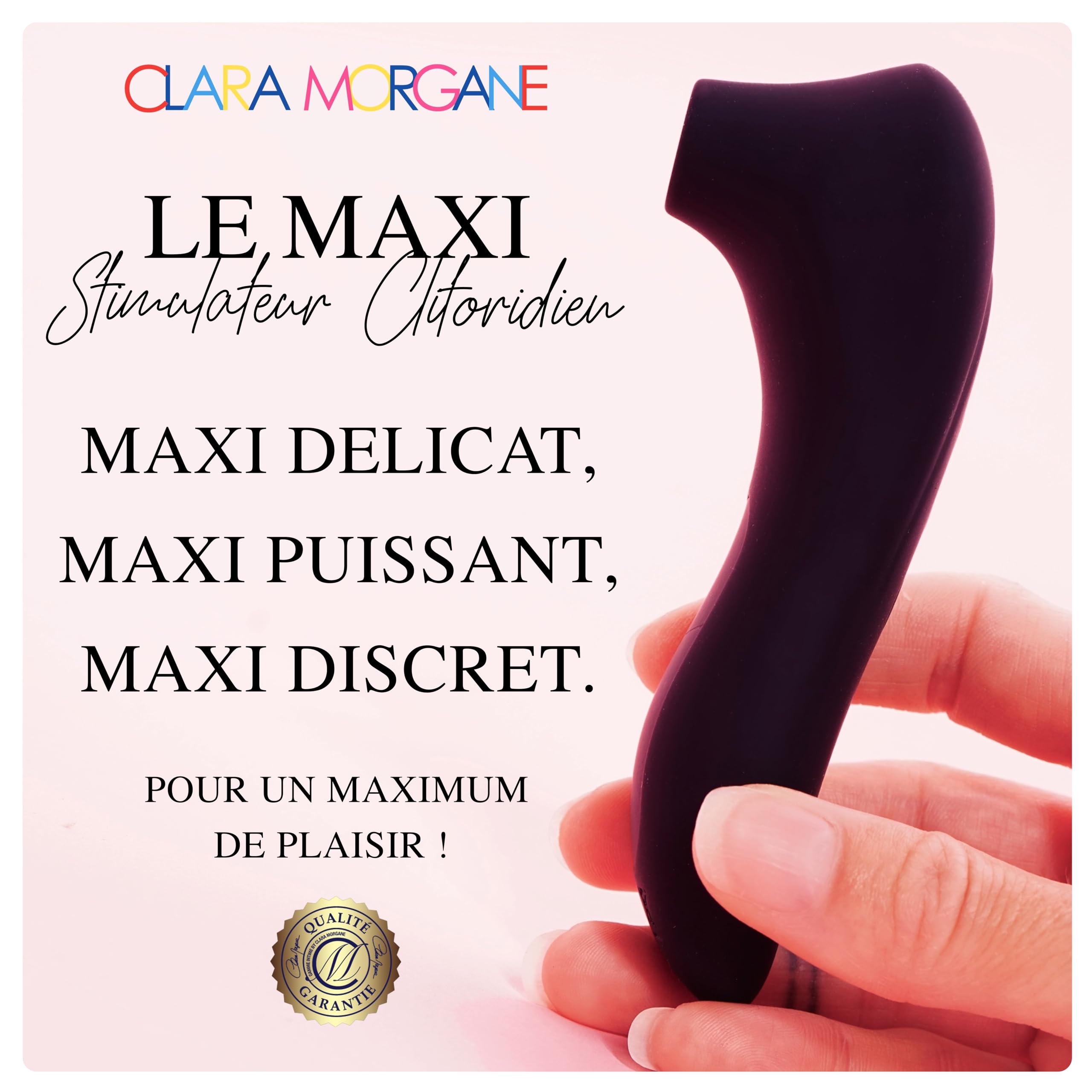 CLARA MORGANE - Le Maxi - Stimulateur Clitoridien - 10 Modes de Succion Puissants - Discret et Silencieux - Silicone Haute Qualité - Waterproof - Vibromasseur Femme - Suceur de Clitoris - Sextoys