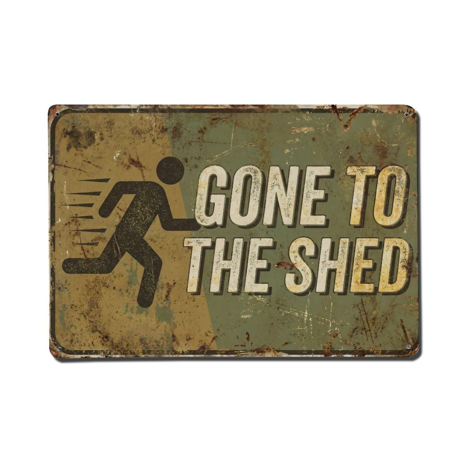 Backyard Gone To Shed Garage Workshop Rules Metal Tin Sign Plaque Wall Decor for Cafe, Man Cave, Club Bar, Office, Home Garden Round Metal Poster 8x12Inch
